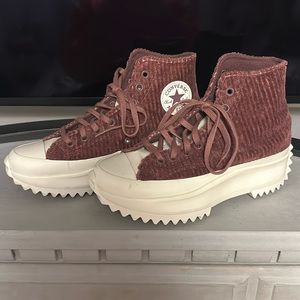 Maroon velvet converse